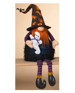 Leuchtender Halloween Zwerg Kantenhocker Mit Geist 75cm -Halloween Dekorations Geschäft bunter halloween gnom kantenhocker leuchtend 75cm multi color led lighted plush halloween gnome shelf sitter 54264 2