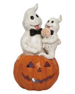 Geister Mit Lutscher Auf Leuchtkürbis 22cm