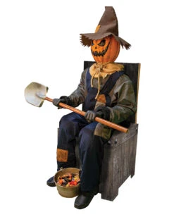 Schaurige Kürbis Vogelscheuche Halloween Animatronic 7 Schaurige Kürbis Vogelscheuche Halloween Animatronic -Halloween Dekorations Geschäft grinsende kuerbis vogelscheuche halloween animatronic jack pumpkin halloween animatronic halloween und horror deko und animatronics 50974 4