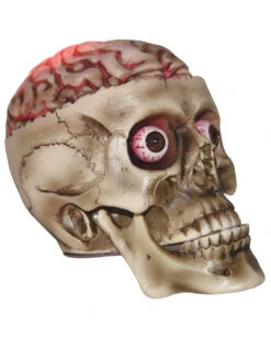 Halloween Totenschädel Mit Blutigem LED Gehirn 19cm -Halloween Dekorations Geschäft halloween totenkopf mit blutigem led gehirn halloween skull with bloddy led brain halloween deko 53917 02