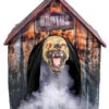 Hundehütte Mit Beweglichem Bluthund 2 Hundehütte Mit Beweglichem Bluthund -Halloween Dekorations Geschäft hundehuette mit angreifendem killerhund halloween animatronic doghouse with moving bloodhound 51761 01