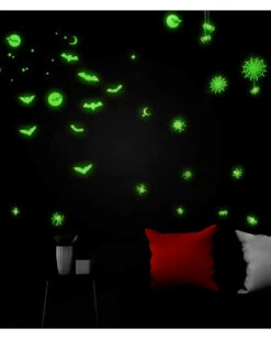 Leuchtende "Fledermäuse & Spinnen" Halloween Sticker -Halloween Dekorations Geschäft leuchtende halloween sticker fledermaeuse und spinnen glow in the dark halloween sticker bats and spiders 51726 03