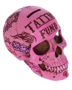 Pinke Tattoo Fund Totenschädel Spardose -Halloween Dekorations Geschäft pinke tattoo fund totenkopf spardose pinke tattoo fund money box totenschaedel geschenkartikel 54552 06