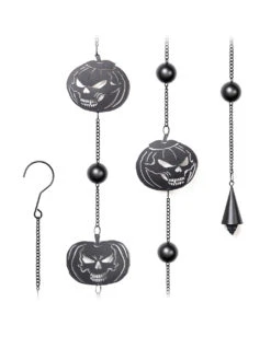 Totenschädel Kürbis Windspiel Hängedeko -Halloween Dekorations Geschäft pumpkin skull metall windspiel halloween und gothic wohnungsdeko und homeware alchemy england pumpkins skull wind chime 52748