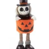 Stehendes Skelett Männchen Mit Kürbis Schale 39cm -Halloween Dekorations Geschäft skelett gentleman mit kuerbis schale 39cm skully head standing pumpkin candy basket figure 53710