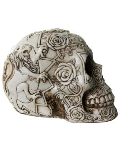 Totenkopf Mit Rosendesign -Halloween Dekorations Geschäft totenkopf mit rosenmuster skull with roses totenschaedel gothic dekoration 27818 2