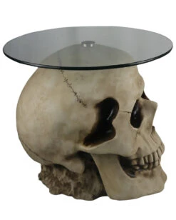 Totenschädel Tisch Mit Glasplatte 56,5cm 9 Totenschädel Tisch Mit Glasplatte 56,5cm -Halloween Dekorations Geschäft totenkopf tisch mit runder glasplatte totenschaedel tisch mit runder glasplatte skull table with round glass plate 54783 03